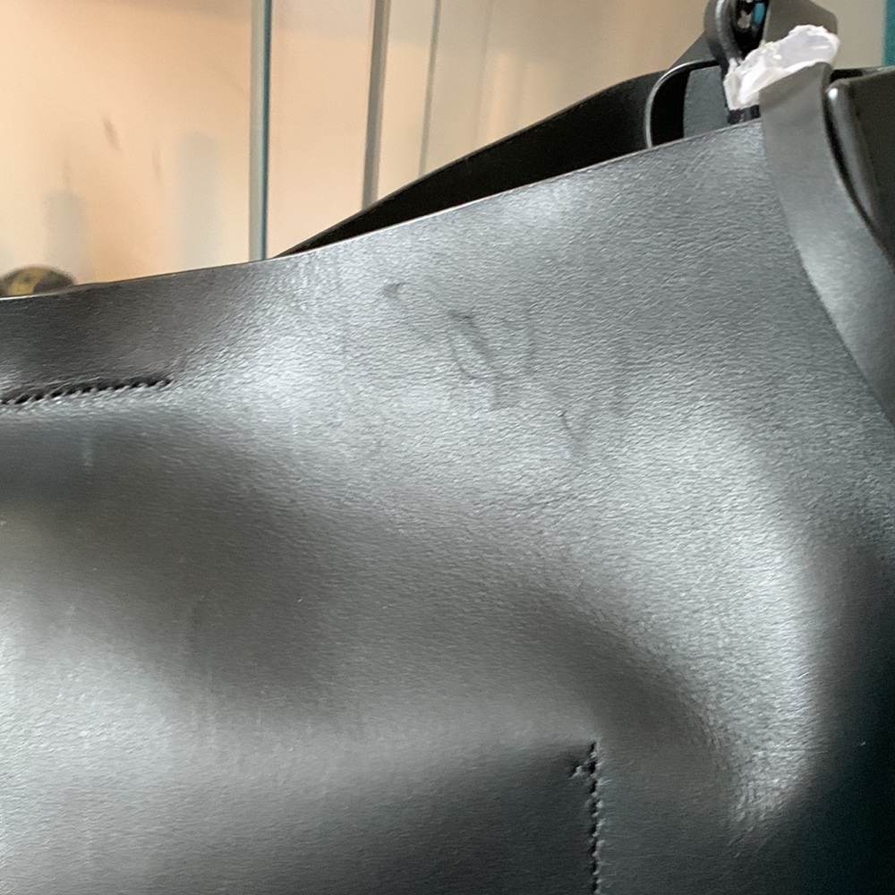 ALLSAINTS Captain Large Smooth Black Leather Shoulder Tote Bag $358 - Picture 4 of 12